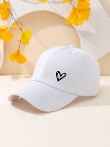 1 Stück Y2K Unisex weiß Muster Herzförmige Sonnenschutz Atmungsaktive Verstellbare Baseball Mütze, geeignet für den täglichen Freizeitkleidung und Reisen