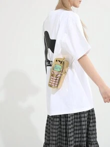 Túi xách nữ mùa hè cổ điển mới, Túi đeo vai điện thoại di động dễ thương bằng kim loại bóng PU thời trang, Túi xách mini cho trẻ em, Túi xách nữ dây thừng mỏng chống nước, Túi nhỏ bề mặt gương, Quà tặng lý tưởng cho lễ hội - Vàng - Xem 6