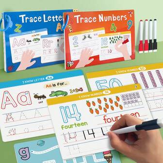 16 pièces Cartes de pratique de traçage de lettres effaçables à sec - Outils éducatifs d'écriture pour la reconnaissance des lettres et le traçage de l'alphabet pour les enfants. Cartes éclair pour l'apprentissage préscolaire