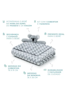 Cobertores para Bebês e Crianças - Cinza - Visão 7