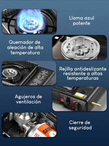 Estufa portátil eléctrica con conector para tanque de gas portátil. - Negro - Ver 3
