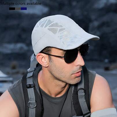 1pc Men's Breathable Mesh Beret Hat, Outdoor Sun Protection Casual Quick-Dry Cap, Suitable For Daily Use