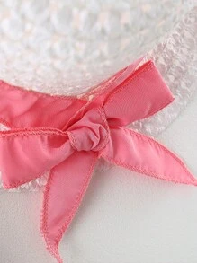 H HIBOBI Young Girl 2pcs/Set Summer Sleeveless Floral Dress With Bowknot And Hat (Hat With Elastic Rope) - Hot Pink - View 5