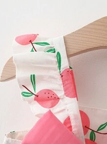 H HIBOBI Young Girl 2pcs/Set Summer Sleeveless Floral Dress With Bowknot And Hat (Hat With Elastic Rope) - Hot Pink - View 3