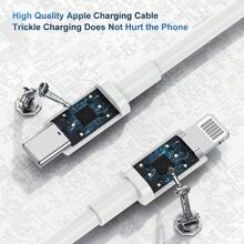 1/3/5入組充電線，蘋果Lightning轉USB C線，2.4A快速充電手機長充電器，適用於iPhone 12/11/11Pro/11Max/X/XS/XR/XS Max/8/7/6/5S/SE(白色，長度3.3英尺) - 白色 - 查看 7