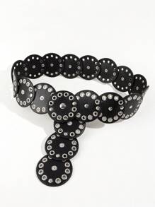 European And American Fashionable Street Style Western Cowboy Circle Patchwork Belt, Vintage And Personalized Matched With Dresses, Leather Jackets, High-End Women Belts Fall, Autumn, Halloween - A - View 17