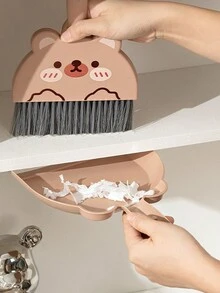 1入組小掃帚簸箕套裝，家用桌面清潔工具，清理灰塵及寵物毛髮專用，兒童小掃帚 - 彩色 - 查看 4