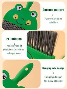 1入組小掃帚簸箕套裝，家用桌面清潔工具，清理灰塵及寵物毛髮專用，兒童小掃帚 - 彩色 - 查看 6