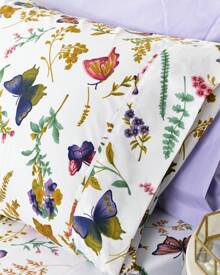 4/6 Piece Floral Printed Sheet Set - Brushed Microfiber 14 Inches Deep Pocket - Soft Flowers Patterned Bedding Sheets & Pillowcases Set - Purple Butterfly - View 3