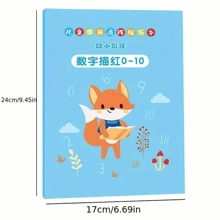 4 piezas Libro de práctica de dígitos del 0 al 100, Libro de práctica de matemáticas, Libro de práctica de alfabetización, Libro de práctica de escritura a mano y aritmética (El texto en chino no afecta el uso) - Multicolor - Ver 2