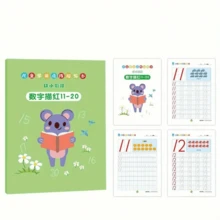 4 piezas Libro de práctica de dígitos del 0 al 100, Libro de práctica de matemáticas, Libro de práctica de alfabetización, Libro de práctica de escritura a mano y aritmética (El texto en chino no afecta el uso) - Multicolor - Ver 4