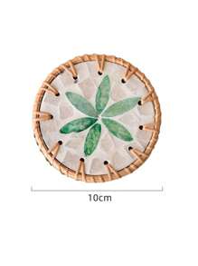 1pc Woven Seashell Coaster, Southeast Asian Style Heat-Insulating Coaster For Tea Table And Anti-Scald Shell Mat - Multicolor - View 15