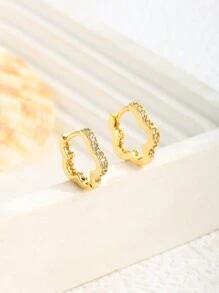 1 par de pendientes elegantes con flores brillantes para niñas, accesorio de estilo callejero de moda, decoración diaria, joyería exquisita - Amarillo Oro - Ver 3
