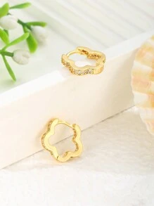 1 par de pendientes elegantes con flores brillantes para niñas, accesorio de estilo callejero de moda, decoración diaria, joyería exquisita - Amarillo Oro - Ver 4