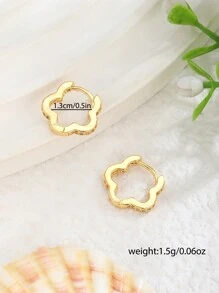 1 par de pendientes elegantes con flores brillantes para niñas, accesorio de estilo callejero de moda, decoración diaria, joyería exquisita - Amarillo Oro - Ver 5