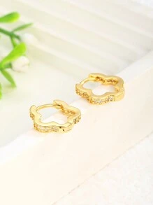1 par de pendientes elegantes con flores brillantes para niñas, accesorio de estilo callejero de moda, decoración diaria, joyería exquisita - Amarillo Oro - Ver 1