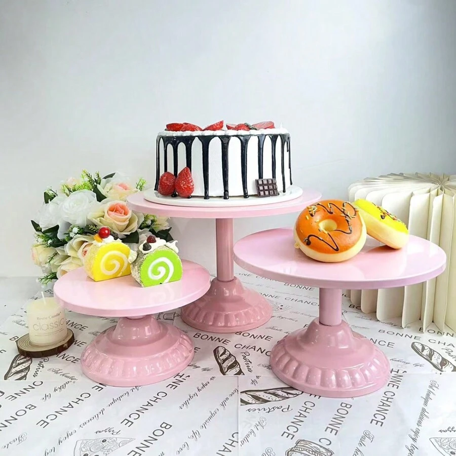 Pink 8 Inch 10 Inch 12 Inch Wrought Iron Cake Stand Dessert Tray Afternoon Tea Birthday Party Home Party Display Stand Fruit Plate Cake Stand Cake Decorations Cupcake Stand Cake Decor Cake Holder Wedding Decor Wedding Party Supplies Wedding Decorations Wedding Accessories Wedding Cake Stand