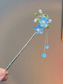 1 Máy Tính Nhiều Màu Sắc Hoa Tua Rua Mặt Dây Dính Tóc, Đơn Giản & Thanh Lịch Tóc Vintage Ngọc Trai Giả Cho Cô Dâu Cưới Phụ Kiện Tóc - Nhiều màu - Xem 15