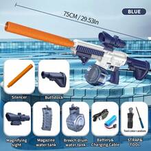 M416電動水槍玩具，適用於戶外活動，夏季玩水遊戲，射程高達26英尺（8-10米），水槍長2.46英尺。夏季玩水槍玩具適合成人和兒童 - 適合室外游泳射擊遊戲。螺絲刀顏色隨機。 - 海軍藍 - 查看 6