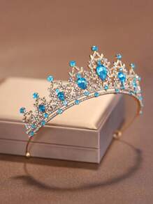 一款时尚精致的合金皇冠，适合女性佩戴/婚礼派对发饰/情人节配饰 - 淺藍色 - 查看 2