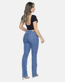 Calça Bootcut Feminina Jeans Reta Flare - Lavagem escura - Visão 4