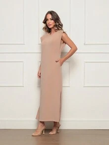 Women Dresses - 卡其色 - 查看 4