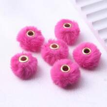 Round Loose Big Holes 20mm 10pcs DIY Colorful Colors Stock Cute  Acrylic Loose Fluff Plastic Fur Pompom Beads For Beadable Pen Chunky Necklace Jewelry Making