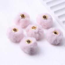Round Loose Big Holes 20mm 10pcs DIY Colorful Colors Stock Cute  Acrylic Loose Fluff Plastic Fur Pompom Beads For Beadable Pen Chunky Necklace Jewelry Making