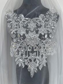 1 Piece Of Exquisite Flower Pattern Embroidery With Lace Applied To Wedding Dresses, Bridal Dresses, Dance Costumes, And Other Unique Additions - White - View 2