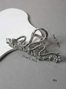 1 件装女士高档金属龙爪夹，大号发夹发爪发饰新款发夹骷髅发夹发夹发夹发夹发夹，休闲秋冬发饰女士度假装 - 銀色 - 查看 4