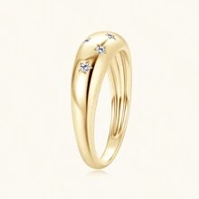 XUJIA 1 PC 925 Sterling Silver Birthday Gift 1.5mm Round Moissanite Wedding Anniversary Gift Fashion Ladies Ring