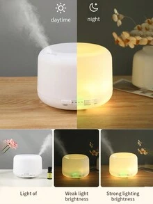 1入組500ml遙控超音波香薰機，帶有7種彩色夜燈，可用於汽車和家庭，無聲音律 - 白色 - 查看 7