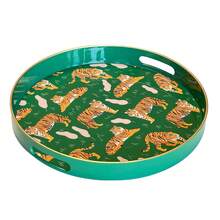 Zosenley Round Decorative Tray Leopard Pattern, Marbling Plastic Tray With Handles, Modern Vanity Tray And Serving Tray For Ottoman, Coffee Table, Kitchen And Bathroom, Size 13 Inch - Multicolor - View 8