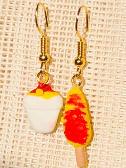 Pendientes, aretes colcantes con diseño de esquites, elote en vaso, elote, choclo, maiz, divertido, lindo