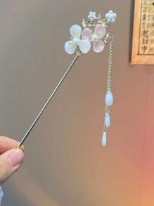 1 Máy Tính Nhiều Màu Sắc Hoa Tua Rua Mặt Dây Dính Tóc, Đơn Giản & Thanh Lịch Tóc Vintage Ngọc Trai Giả Cho Cô Dâu Cưới Phụ Kiện Tóc - Nhiều màu - Xem 3
