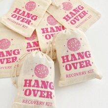 5pcs Bachelorette Party Favors Hangover Kit Party Favor Bags Gift Tags And Drawstring For Wedding Survival Recovery Kit And Bridesmaid Gifts(PINK/RED/BLACK) - Red - View 2