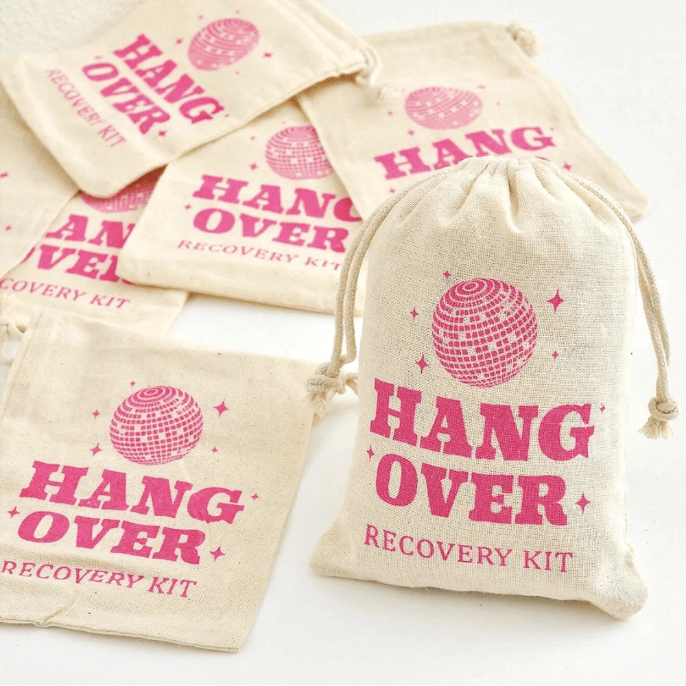 5pcs Bachelorette Party Favors Hangover Kit Party Favor Bags Gift Tags And Drawstring For Wedding Survival Recovery Kit And Bridesmaid Gifts(PINK/RED/BLACK) - Red - View 1
