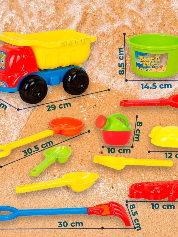Set de Playa de 11 Piezas con Camioncito - Multicolor - Añade 2