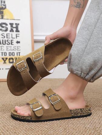 夏季男女款時尚流行的樓層式軟木釦扣拖鞋，度假風格，適用於海灘、戶外和休閒穿著