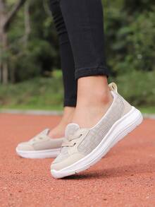 Giày thể thao vải nữ cỡ lớn mùa hè, giày đi làm chống trượt nhẹ và thoải mái với đế mềm, giày đi bộ - Màu be - Xem 5