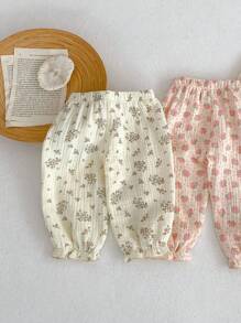 夏季新款嬰兒服裝0-3歲女童時尚多變印花長褲 - 杏色 - 查看 8