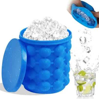 1pc Durable 2-In-1 Silicone Ice Bucket/Ice Tray - Ideal For Bars, Clubs, Restaurants And Home Use - Easy To Clean, Essential Drinkware And Kitchen Accessory