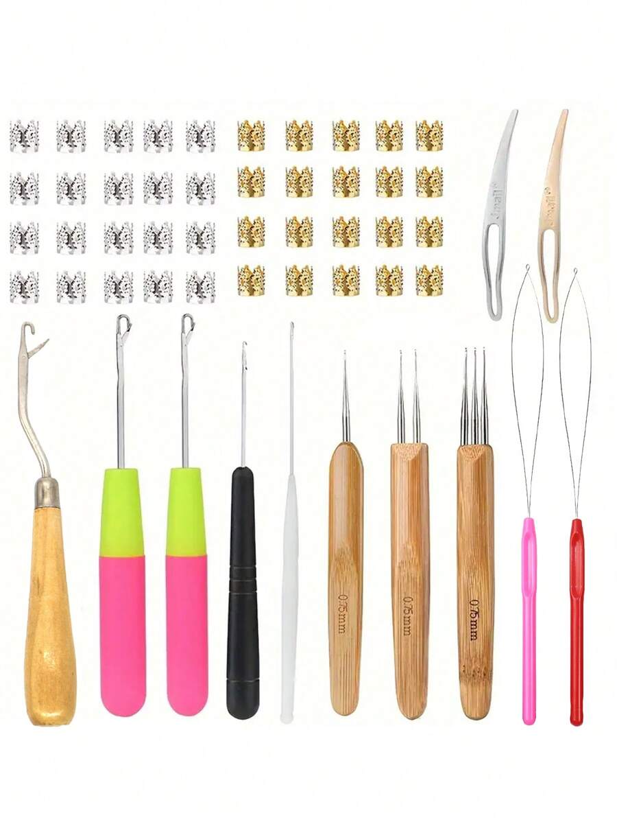 1set Dreadlocks Tool Set,12pcs Dreadlock Crochet Hook Set,40pcs Dreadlocks Hair Ring,Dreadlocks Tool Set Crochet Hooks For Crochet Braids Hair Decoration Accessories