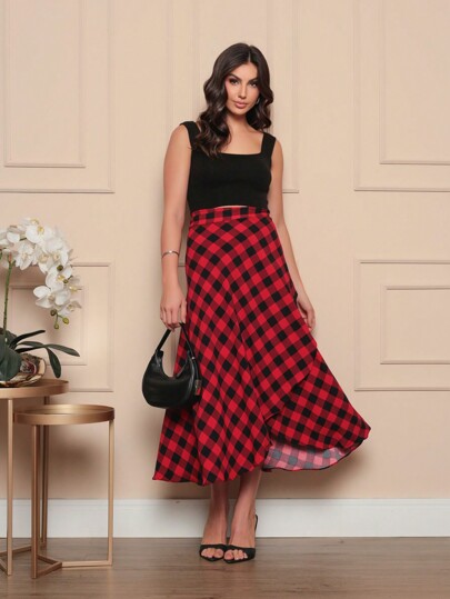 Saia Envelope xadrez Saia Transpassada quadriculada