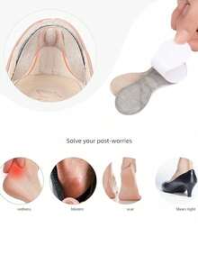 1 Cặp Miếng Đệm Hỗ Trợ Gót Chân Unisex, Miếng Lót Gót Chân Chống Trơn Trượt Dày Vô Hình Cho Giày Cao Gót, Chống Ma Sát, Đau Và Trơn Trượt - Màu be - Xem 3