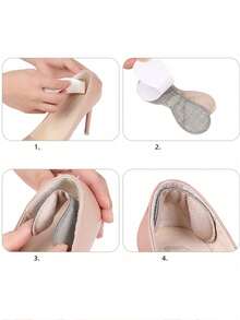 1 Cặp Miếng Đệm Hỗ Trợ Gót Chân Unisex, Miếng Lót Gót Chân Chống Trơn Trượt Dày Vô Hình Cho Giày Cao Gót, Chống Ma Sát, Đau Và Trơn Trượt - Màu be - Xem 4