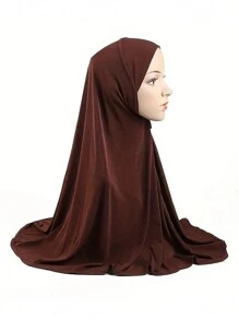 1pc Women Hijab Solid Color Face Slimming Head Scarf And Small Robe, Turban Headband, Sun Blocker And Decorative Undercap For Abaya Daily Under Cap Women Veil,Beach,Holiday - Multicolor - View 6