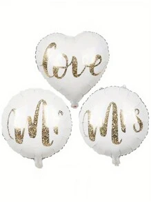 3szt Mr Mrs Love Białe balony, Dekoracja ślubna, Dekoracja rocznicowa, Prezent na prysznic dla panny młodej, Dekoracja walentynkowa, Dekoracja na uroczystości, Dekoracja domu na Halloween