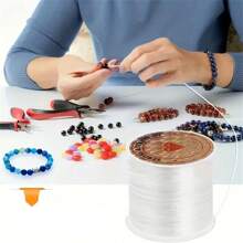 Cordon élastique en cristal - 1/5 de rouleau, 35 m de long, épaisseur de 0,8 mm, idéal pour la confection de bracelets et de colliers, la création de bijoux et les fêtes d'été, l'école - Multicolore - Voir 1