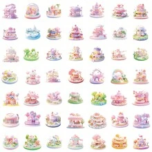 50入組不重複的縮微風景塗鴉貼紙，防水PVC材質，可重複使用的黏合劑，拆卸後不留殘留，完美裝飾日誌、筆電、手機、冰箱、水瓶、滑板、行李箱 - 彩色 - 查看 4